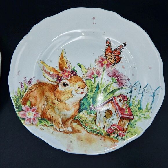 Pier 1 One Hop Town Salad Plates 8.5 Inch Luncheon Set of 2 Earthenware - Picture 3 of 10
